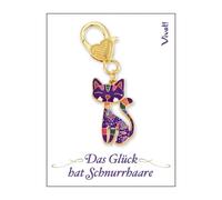4255753501250 St. Benno Schlüsselanhänger »Das Glück hat Schnurrhaare« für Katzenfreunde Weiß/Aubergine