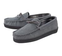 DUNLOP - Herren Hausschuhe aus echtem Wildleder mit Fleece gefüttert (12, Grau) EU 43 / UK 9