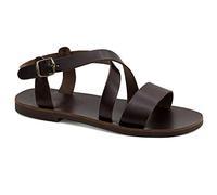 44 Braun Emmanuela Gladiator Sandalen aus Leder für Herren, hochwertige handgefertigte Herren Sandalen mit verstellbarem Schnallenriemen, griechische Sommerschuhe mit Riemchen für Herren