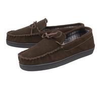 DUNLOP - Herren Hausschuhe aus echtem Wildleder mit Fleece gefüttert (9, Dunkelbraun) EU 44.5 / UK 10