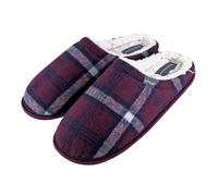 DUNLOP - Herren Kariert Winter Warm Fleece Plüsch Gefüttert Hausschuhe mit Innenfell (45 EU, 7179 Red)