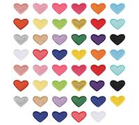 44 Stück Patches zum Aufbügeln, Flicken zum Aufbügeln, Patches Klett, Aufnäher zum Aufbügeln, Bestickte Aufnäher, Bügelbilder für Hut, Jeans, Jacken Rucksäcke, DIY-Zubehör, Herz Muster