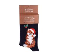 440s Damen Socken Weihnachts-Fuchs 'Santa' | WD-XSOCK002 - Mehrfarbig, Einheitsgröße, 1 Stück