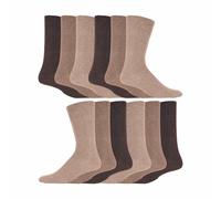 12 Paar Multipack Gentle Grip Top Diabetiker Socken | IOMI | Mid Calf Loose Top Non Elastic Cotton Socken mit Handlinked Seamless Toe - Beige EU 46 - 48
