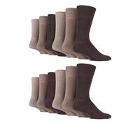 (46-50, Braun) Gentle Grip - 12er Pack Herren Socken Ohne Gummi und Naht | Gentle Grip Socken mit Komfortbund