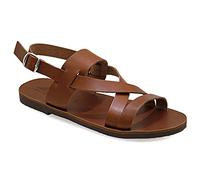 46 Braun Emmanuela Antike griechische Leder Sandalen für Herren, handgefertigte Herren Sandalen mit offenen Zehen, Qualität verstellbare Schnalle Sommerschuhe in Schwarz, Braun, Beige