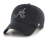 47 Brand MLB Baseballkappe mit schwarzem und weissem Umriss, primares Logo, Clean Up, verstellbar, Einheitsgrosse fur Erwachsene Atlanta Braves,