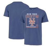 47 Brand MLB Herren-Baseball-T-Shirt Borderline Franklin Cooperstown Team-Farbe, Wordmark Primary Logo, kurzärmelig, New York Mets, L