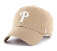 47 Brand MLB Khaki-Wei Primary Logo Clean Up Baseball-Mtze mit verstellbarem Riemen, Einheitsgre fr Erwachsene Philadelphia Phillies Kha