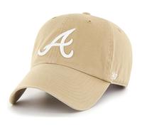 47 Brand MLB Khaki-Wei Primary Logo Clean Up Baseball-Mtze mit verstellbarem Riemen, Einheitsgre fr Erwachsene Atlanta Braves Khaki-Wei