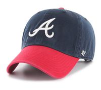 47 Brand MLB Two Tone Primary Logo Clean Up Verstellbare Baseballkappe f r Erwachsene, Einheitsgr e Atlanta Braves, Marineblau/Rot