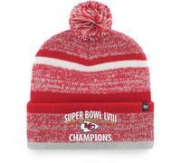47 Kansas City Chiefs Super Bowl LVIII Champions Northward Beanie-M tze mit Bommel NFL KC Winter-Strickm tze mit B ndchen, Rot