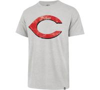 47 MLB Herren-Baseball-T-Shirt im Distressed-Look, primδres Logo, Wordmark, kurzδrmlig, Grau Cincinnati Reds, Grau, Grφίe L