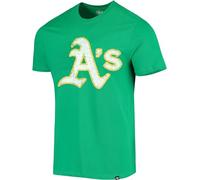 47 MLB Herren-Baseball-T-Shirt, Team-Farbe, Used-Look, Primär-Logo, Wordmark, kurzärmelig, Oakland Athletics Green, XL