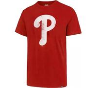 47 MLB Herren-Baseball-T-Shirt, Team-Farbe, Used-Look, Primär-Logo, Wordmark, kurzärmelig, Philadelphia Phillies - Rot, S