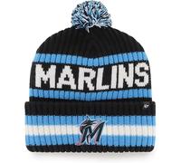 47 MLB Unisex-Erwachsene, offiziell lizenziertes Primärlogo, Bering Sport, Strickmütze mit Umschlag und Bommel, für kaltes Wetter, Miami Marlins,