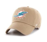 '47 NFL Miami Dolphins Clean Up Unisex-Baseballkappe, Verstellbarer Riemenverschluss, Einheitsgröße, Team Logo, Farbe Khaki