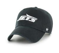 '47 NFL New York Jets Clean Up Unisex-Baseballkappe, Verstellbarer Riemenverschluss, Einheitsgröße, Team Logo, Farbe Schwarz