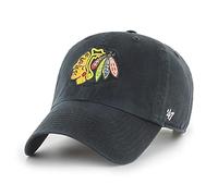 '47 NHL Chicago Blackhawks Clean Up Unisex-Baseballkappe, Verstellbar, Hochwertiges Design und Verarbeitung, Yellow Logo, Black