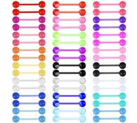 48 Stück Kunststoff Zungenpiercing Set 14G Tongue Piercing Zunge
