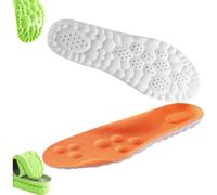4D Memory Foam Massage Insoles with Arch Support,Massage Foot Insoles,Multi-Layer Cushioning,for Men and Women，Orange：Men 8-9, women 10-11