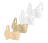 4er-Pack BHs für Damen, bügellos, nahtlos, bequem, gerippt, Sport-BHs, weiche Unterstützung, volle Abdeckung, Bralettes für den Alltag, Übergröße, Schlaf-/T-Shirt-BH, B, XXL