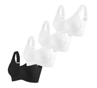 4er-Pack BHs für Damen, ohne Bügel, nahtlos, bequem, gerippt, Bralette, Sport-BH, weiche Unterstützung, volle Abdeckung, Bralettes für den Alltag, Übergröße, Damen-Schlaf-/T-Shirt-BH, B, XXL