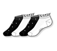 Sneakersocken CAMANO "4er Pack", Damen, Gr. 39-42, schwarz-weiß (weiß mix), 80% Baumwolle, 17% Polyamid, 3% Elasthan, gepunktet, Socken Sneakersocken, 4er Pack Extra weiche Bündchen ohne Druck, Verstä