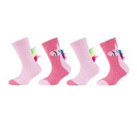 4er Pack camano Cosy Fancy Application Crew Socken Kinder 4540 - shocking pink 31-34