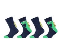 4er Pack camano Cosy Fancy Application Crew Socken Kinder 5801 - blue 35-38