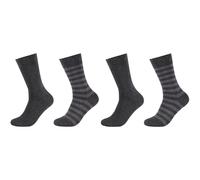Socken CAMANO "Socken 4er Pack", Damen, Gr. 43-46, schwarz (anthrazit melange), 68% Baumwolle, 30% Polyamid, 2% Elasthan, gestreift, Socken Socken (88110723-43) anthrazit melange
