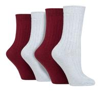 4er-Pack Damen Kaschmir-Stiefelsocken | Wildfeet | Gerippte Crew Wollbettsocken - Blau/Mauve EU 37 - 42