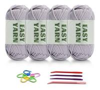 4er Pack Hellgrau Häkel- und Strickgarn Anfänger DIY inkl. Zubehör