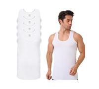 4er Pack Herren Achselhemd Unterhemd Tanktop 100% Baumwolle Weiß & Schwarz XL Weiß