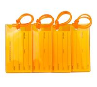 4er-Pack Kofferanhänger | Flexibler Gepäckanhänger für Koffer, Taschen und Gepäck | Adressanhänger | Namensschilder aus PVC | Luggage Tags | Orange