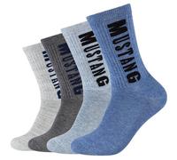4er Pack Mustang Casual Bio-Baumwolle Crew Tennissocken Herren 5502 - denim mix 43-46