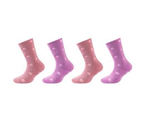4er Pack s.Oliver Hygge Full Terry Star Crew Socken Kinder 4443 - smoky grape 35-38