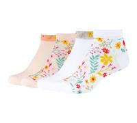Sneakersocken S.OLIVER "4er Pack", Damen, Gr. 35-38, weiß, powder puff, 70% Baumwolle, 27% Polyester, 3% Elasthan, geblümt, Socken Sneakersocken (52734664-35) weiß, powder puff