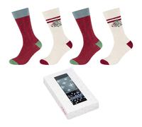 Socken S.OLIVER "Weihnachtssockenbox 4er Pack", Damen, Gr. 41-46, braun (birch melange), 75% Baumwolle, 23% Polyamid, 2% Elasthan, gemustert, Socken Socken (49290243-41) birch melange
