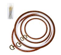 4er-Pack Stickrahmenringe, Ausstellungsrahmen aus Holzimitat, kreisf?rmige und ovale Sticksets mit 30 Sticknadeln mit grossem ?hr, Quiltrahmen und