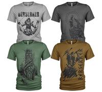 4er-Pack T-Shirt Nordischer Wikinger | Rabe | Runen | Walküre | Ragnarök | Vikings | Walhalla | Midgard | Tshirt der nordischen Mythologie