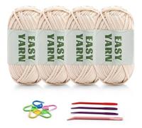 4er Set Beige Baumwoll-Nylon Häkelgarn Anfänger mit Zubehör