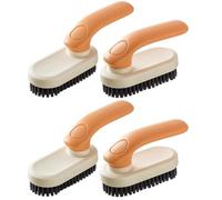 4er Set Cremebürste Tiegelbürste Schuhbürste - Kleiderbürste Schmutzbürste für Leder Schuhe - Schuhpflege Haushaltsbürsten Multifunktionale Schuhputzbürste mit Stiel für Badezimmer (Orange)