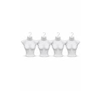 4er Set Damen Torso Halbschale Weiß - Schaufensterpuppe weiblich aus Kunststoff - Oberkörper Büste mit Haken zum Aufhängen - Dekotorso für Boutique & Kleidung