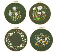 4er-Set Handstickerei-Set für Anfänger, inklusive Blume, Stickrahmen, Werkzeug