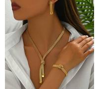 4er Set Klassischer Cut Out Schmuck, Halskette, Ohrringe, Armband, Netzschmuckset für Frauen