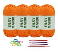 4er Set Orangefarbenes Häkel- und Strickgarn, Anfänger, gut sichtbare