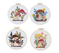 4er-Set Stickset für Anfänger, inklusive Stickrahmen, farbigen Fäden, Werkzeug