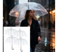 4er-Set Transparenter Regenschirm mit Automatik, 85 cm Durchmesser, klarer Glockenschirm für Damen & Herren, robuster Stockschirm mit Einhand-Öffnung