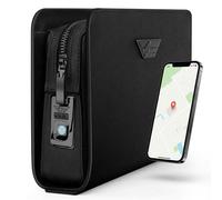 4FLY Handtasche Herren mit Fingerabdruck-Schloss & Smart Tracker Kompatibel mit Apple Wo ist? APP, Sicherheits-Handgelenktasche aus Leder für Herren, Clutch mit Kartenfach & 2 Fächer, Schwarz